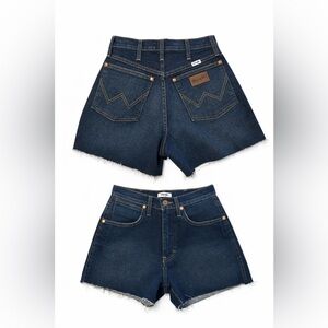 Wrangler Dark Blue High Waist Denim Shorts